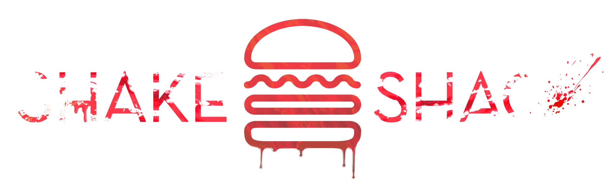 Logo of Shake Shack with blood to show cruelty