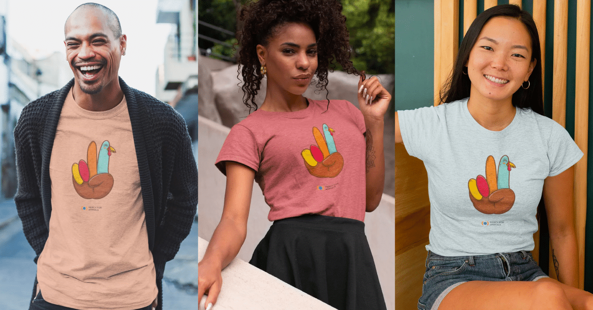 Mercy For Animals Merch turkey peace t-shirt