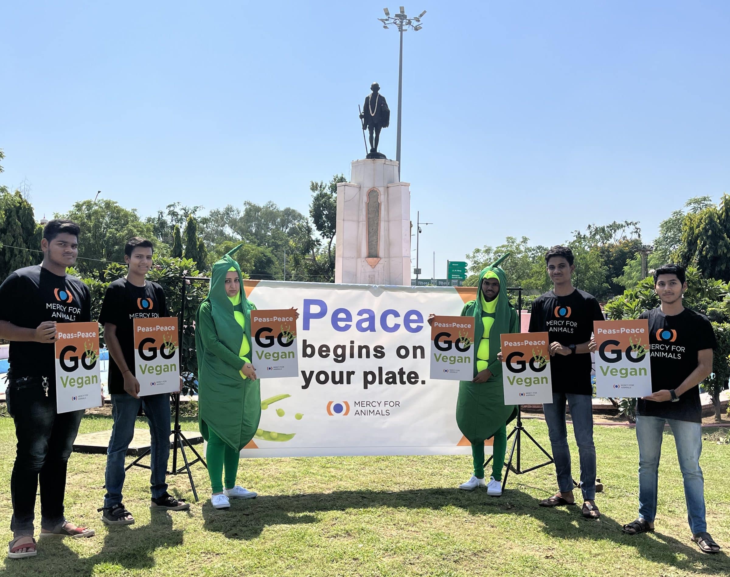 Banner held for Peas for Peace