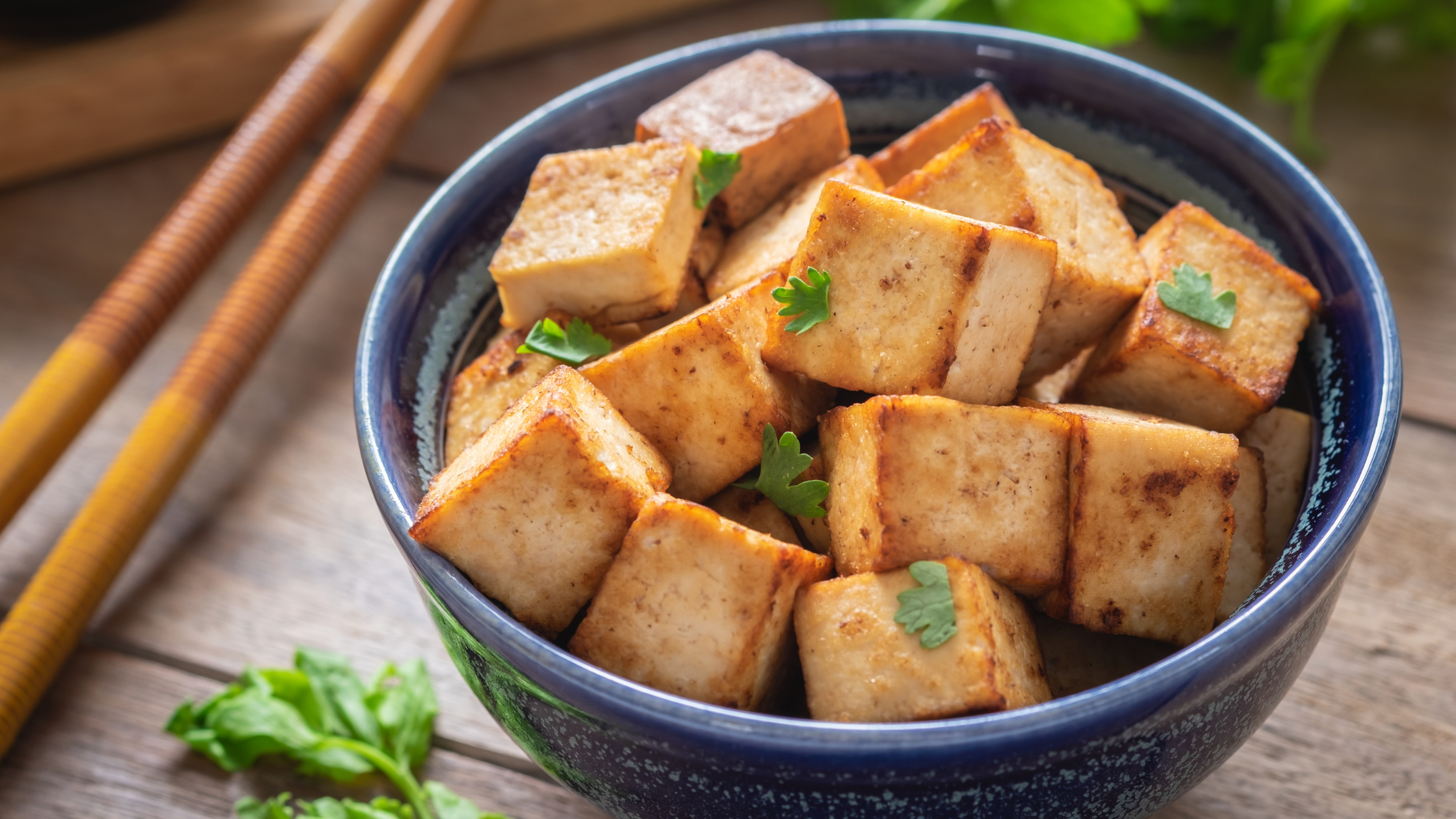 A bowl of cooked tofu